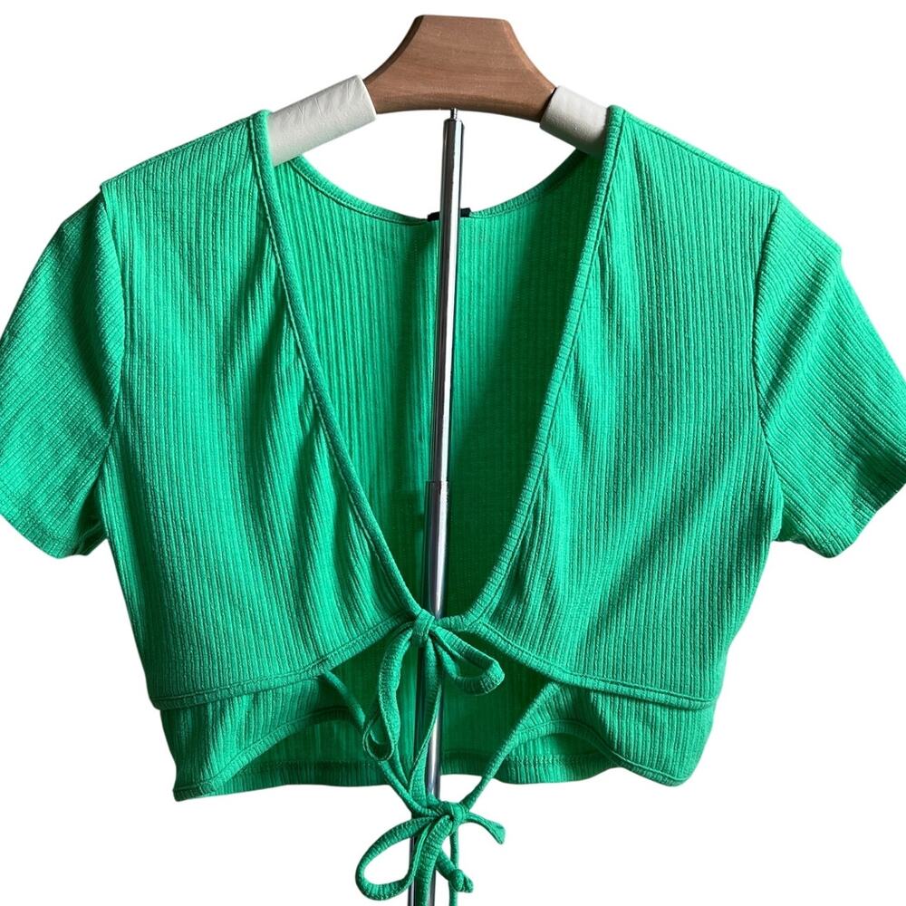 Wild Fable Women's Vibrant Green Short Sleeve Double Tie Shirt - XXL - NWT